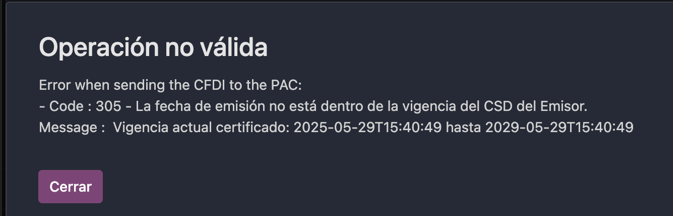 Ampliar imagen Error de Certificado