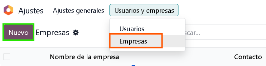 Crear empresa en Odoo