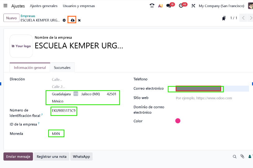 Crear empresa en Odoo