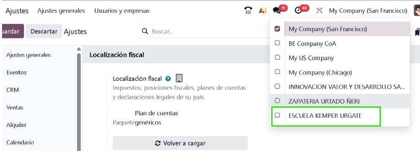 Crear empresa en Odoo