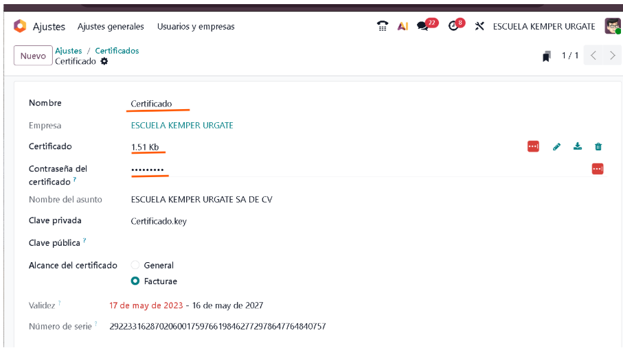 Crear empresa en Odoo