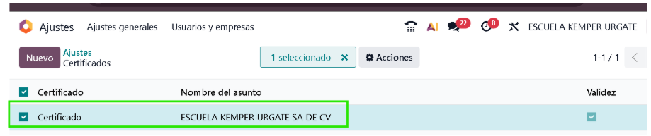 Crear empresa en Odoo